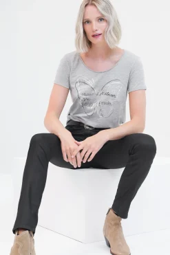 T-Shirt Jamelia Gris Femme*CAROLL Cheap