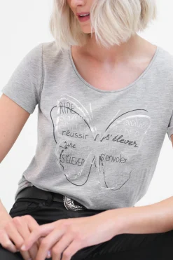 T-Shirt Jamelia Gris Femme*CAROLL Cheap