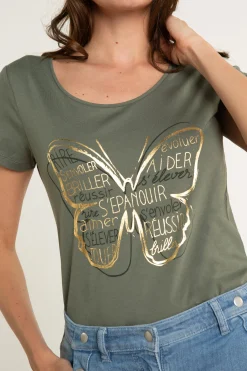 T-Shirt Jamelia Vert Kaki Femme*CAROLL Cheap