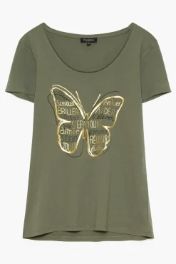 T-Shirt Jamelia Vert Kaki Femme*CAROLL Cheap