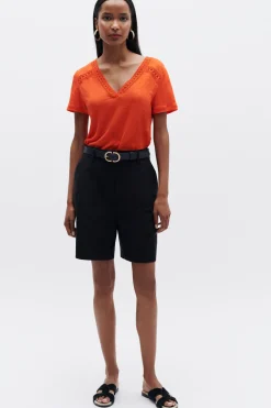T-Shirt Lolita 100% Lin Orange Femme*CAROLL Online