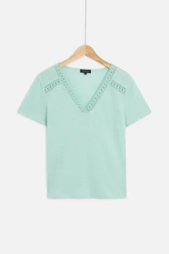 T-Shirt Lolita 100% Lin Vert Menthe Femme*CAROLL Cheap