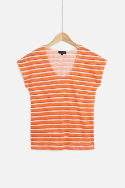 T-Shirt Murina 100% Lin Orange Femme*CAROLL Clearance