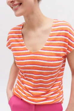 T-Shirt Murina 100% Lin Orange Femme*CAROLL Clearance